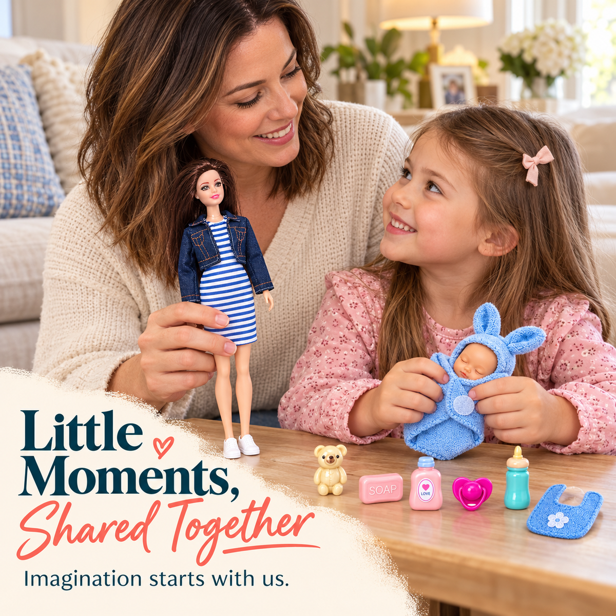 🎀 Mom & Newborn Baby Surprise Toy Set | Interactive Caring Play Set for Kids Ages 3+ ⭐