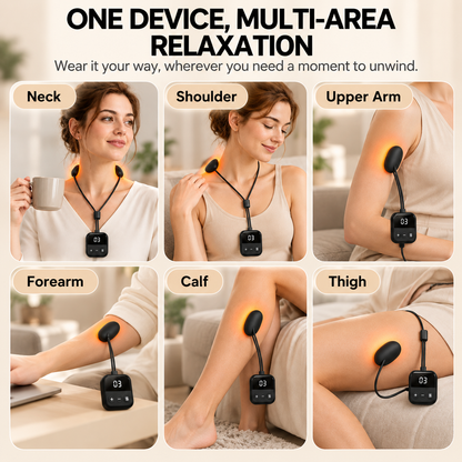 Wearable Neck Massager with Heat – 4 Massage Modes, 9 Intensity Levels & Up to 15-Day Battery Life