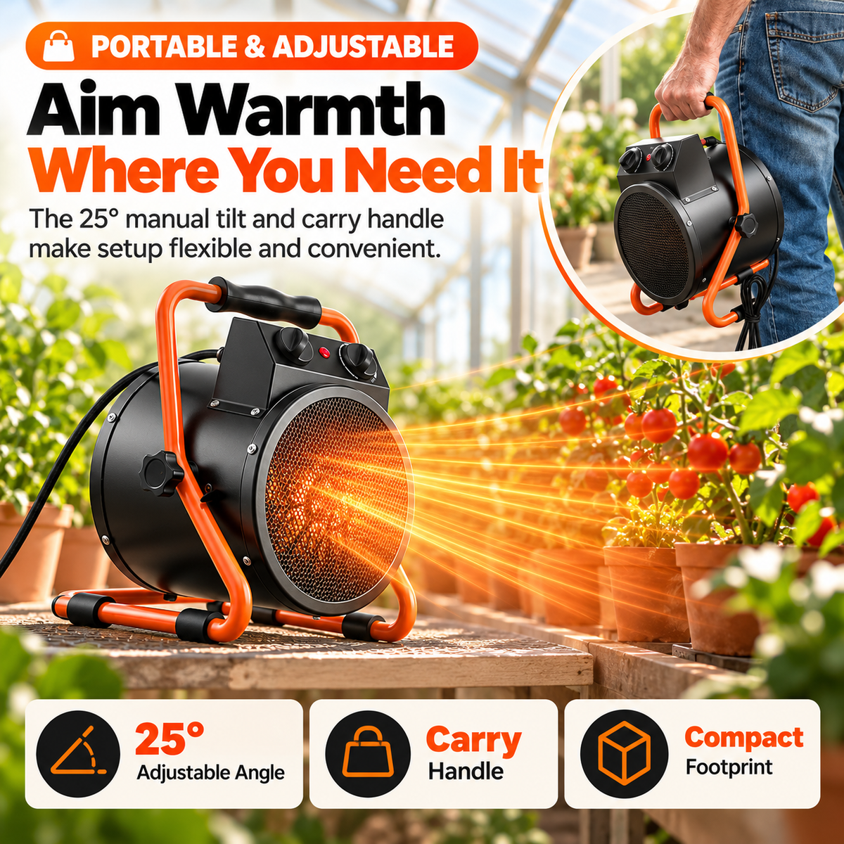 🌱2000W Greenhouse Heater – Keep Your Growing Space Warm & Comfortable