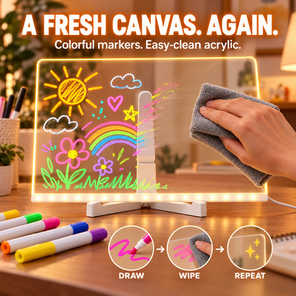LED Light-Up Drawing Board for Kids – Reusable Acrylic Message & Doodle Board
