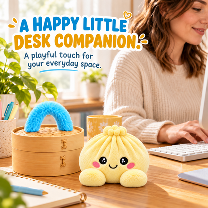 🥟 Cute Dumpling Plush Toy – Soft & Slow-Rebound Stress Relief Stuffed Animal with Bamboo Steamer Case🌈
