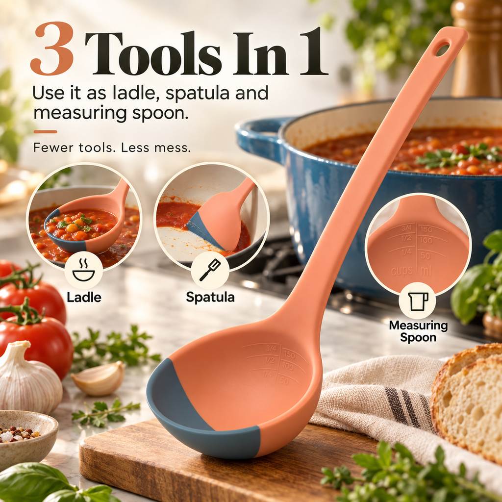 3-in-1 Silicone Ladle & Scraper Spoon
