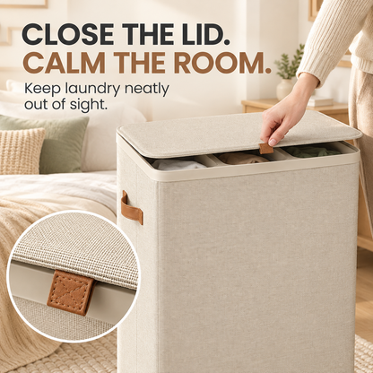 Large 3-Compartment Laundry Sorter with Lid