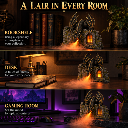 Fire-Breathing Dragon Mist Diffuser – Glowing Gothic Castle Decor
