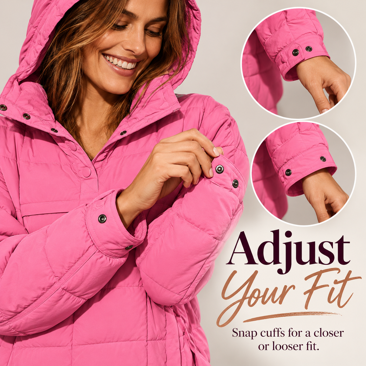 Tanming Women's Lightweight Quilted Hooded Anorak Jacket