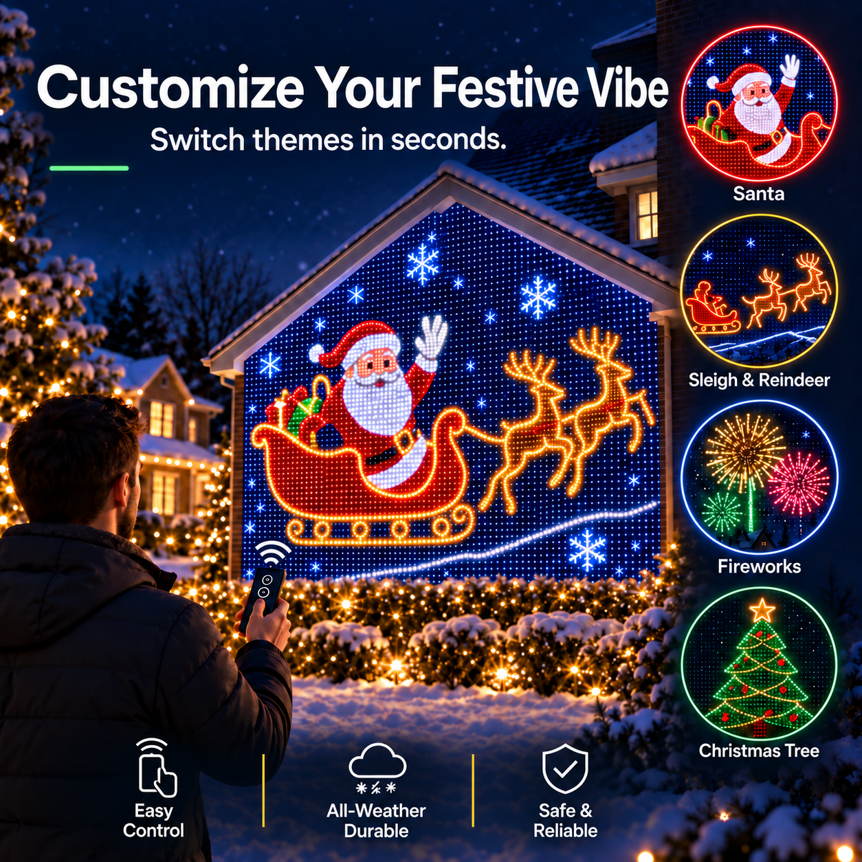 🎄Christmas LED House Net & Smart Outdoor Wall Curtain Light✨