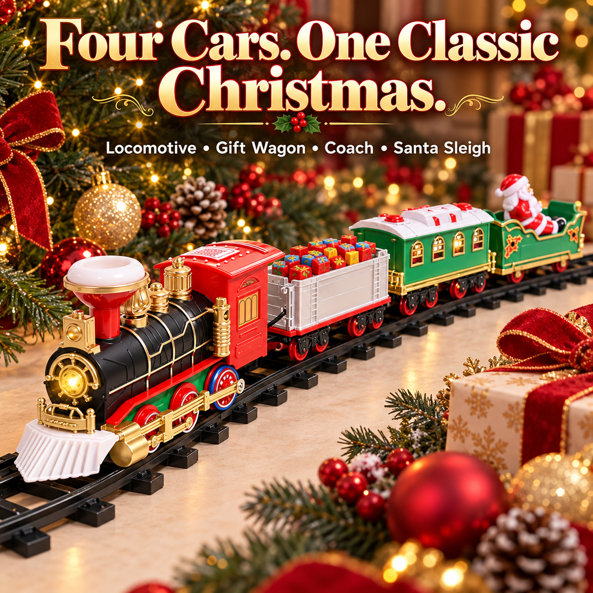 🎄 Animated Christmas Train Set for Around the Tree