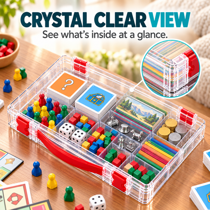 Clear Stackable Board Game Storage Case – Organize Games, Puzzles & Crafts with Ease