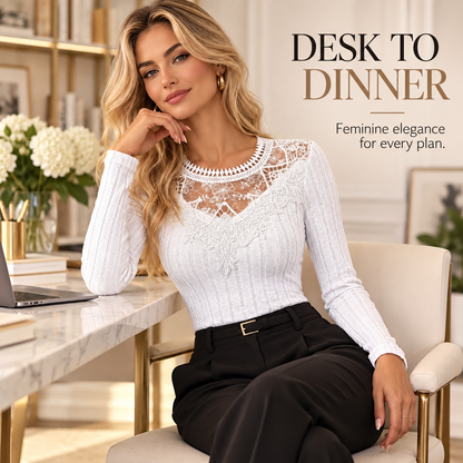 Women's Elegant Lace-Trim Top