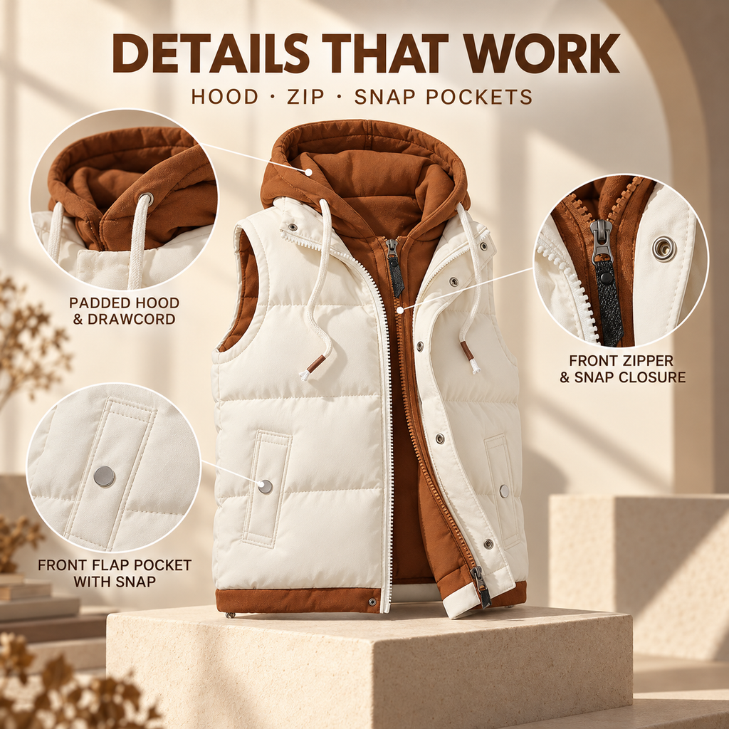 Unisex Hooded Puffer Vest Built for Warm Everyday Layering