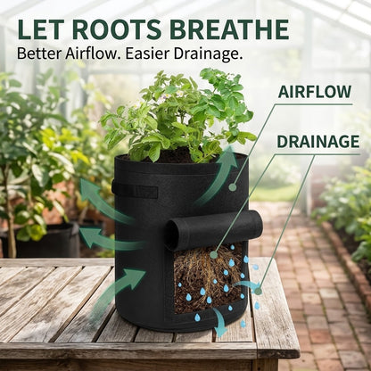 2-Pack Potato Grow Bags with Harvest Window – Breathable Fabric Planters with Handles, Easy Harvest & Reusable Design