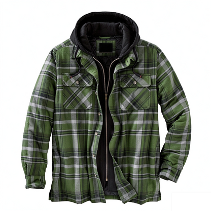 Men’s Quilted Flannel Hooded Shirt Jacket