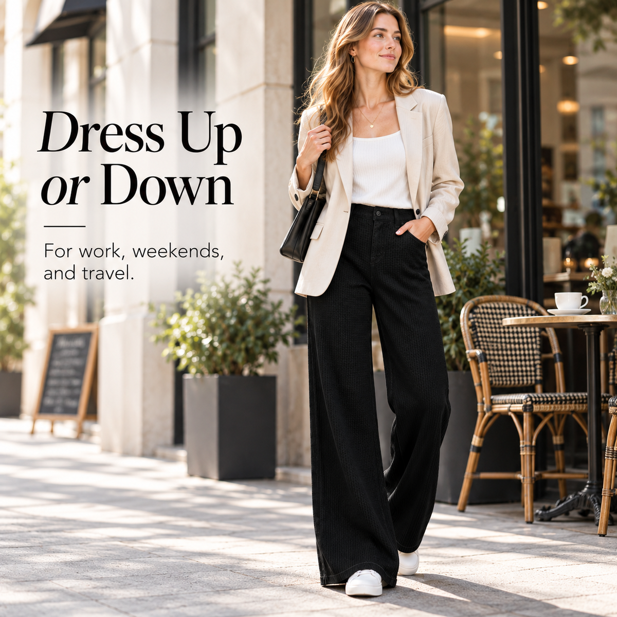 Women’s Relaxed Fit Patterned Straight-Leg Pants