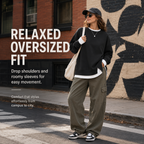 Effortless Casual Style: Women's Relaxed Layered Crewneck Sweatshirt Everyday Top