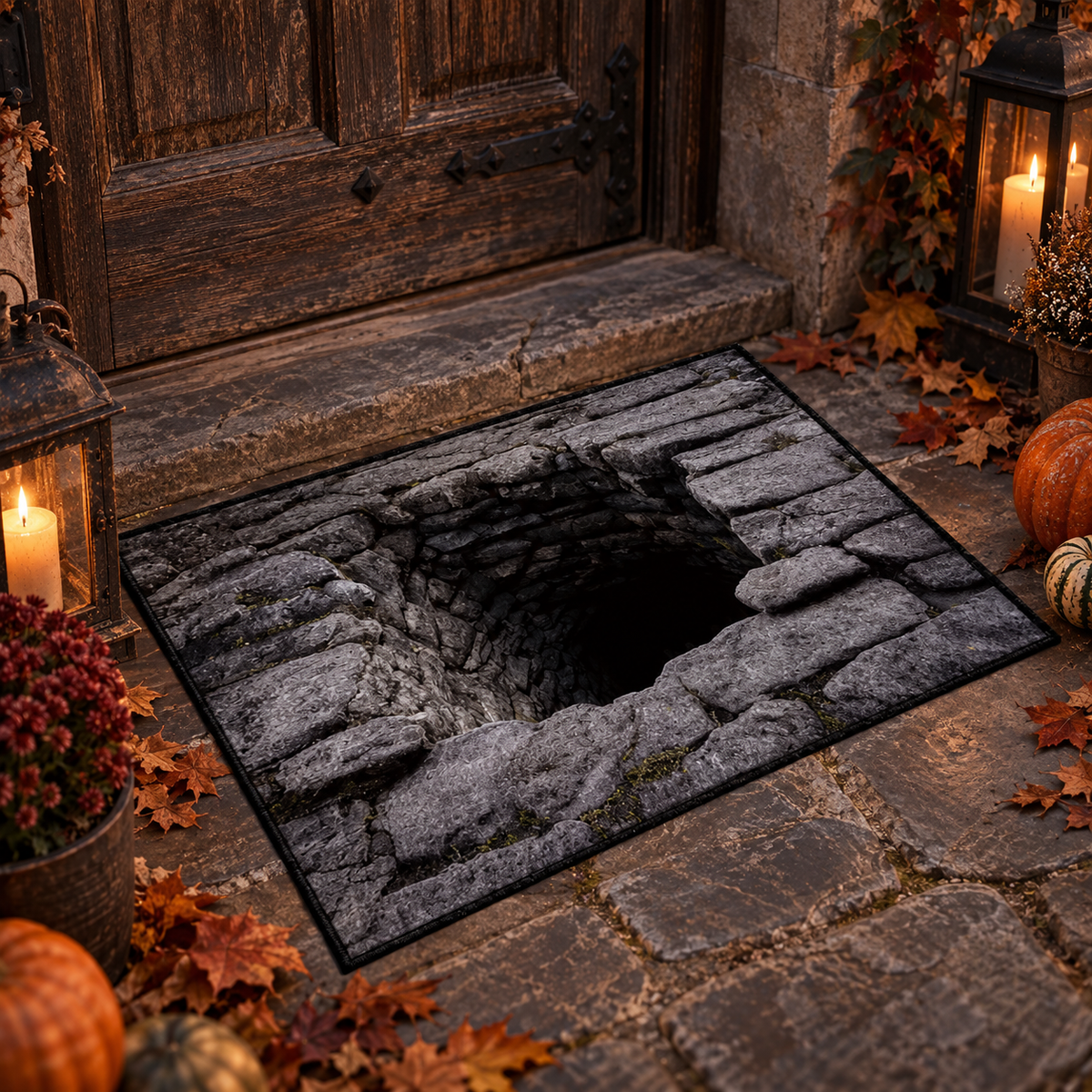 💀 3D Halloween Rug, Spooky Optical Illusion Skeleton Rug🎃