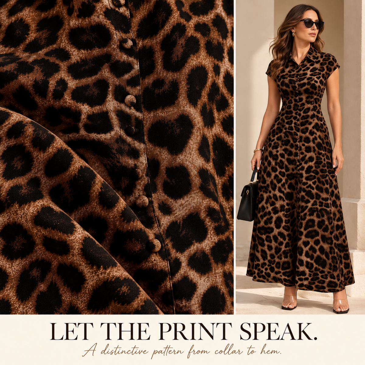 Women’s Leopard Print Maxi Shirt Dress