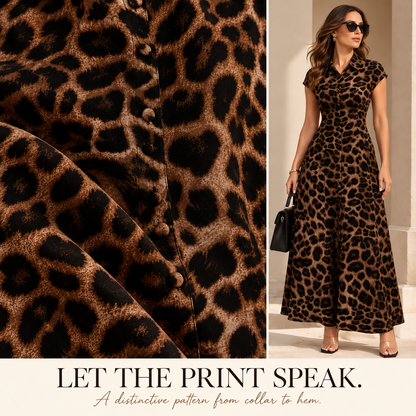 Women’s Leopard Print Maxi Shirt Dress