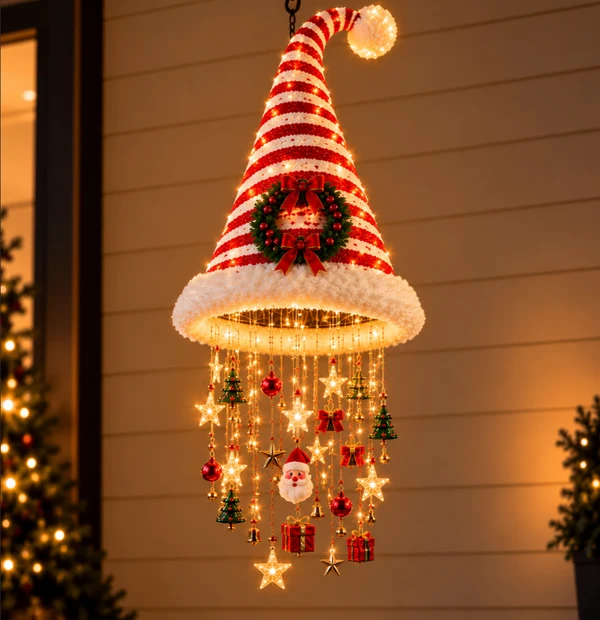 🎄Lighted Santa Hat Hanging Chandelier