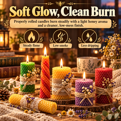 DIY Natural Beeswax Candle Making Kit – 12 Colorful Wax Sheets + 12 Wicks, Easy Handmade Gifts