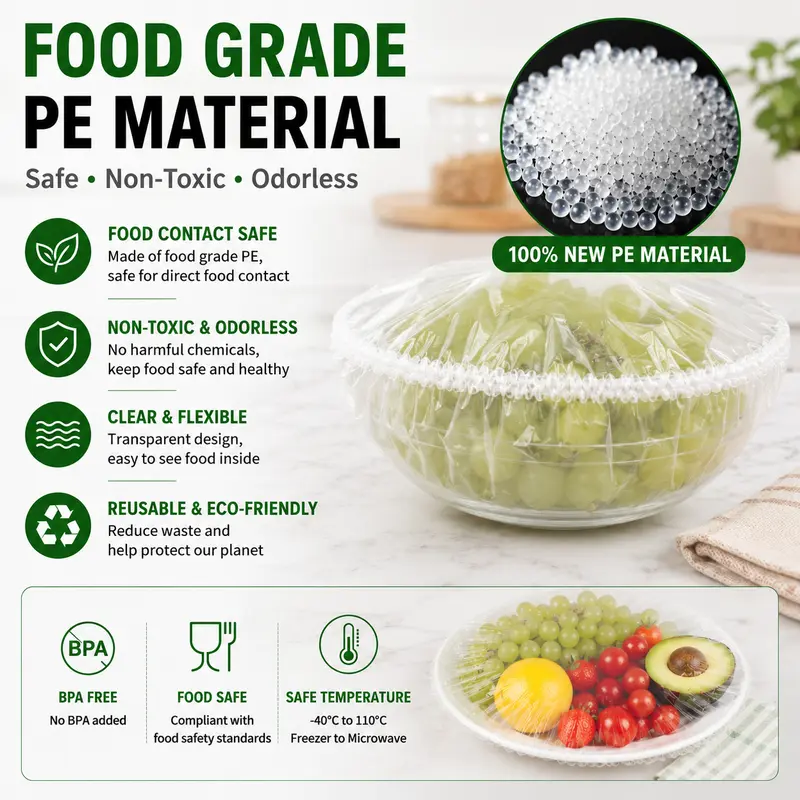 🔥100Pcs Versatile Stretch-to-Fit Disposable Food Covers Fresh Keeping Bags