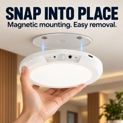 Rechargeable Motion Sensor Ceiling Lamp - Magnetic Ceiling Mount, Remote-Controlled