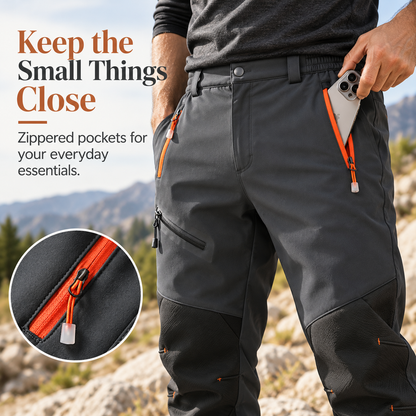 🏔️ Men's Thermal Fleece Waterproof Softshell Hiking Pants | Heavy-Duty Winter Cargo