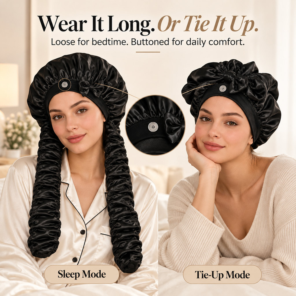 Long Hair Satin Sleep Bonnet – Protect Your Style & Wake Up Smooth ✨