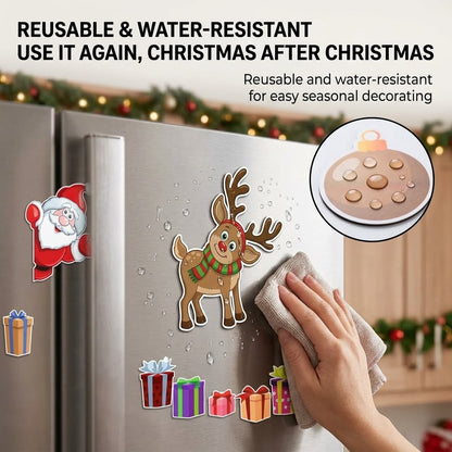 Christmas Magnetic Fridge Decorations Set – Reusable Holiday Magnets for Refrigerator & Metal Surfaces