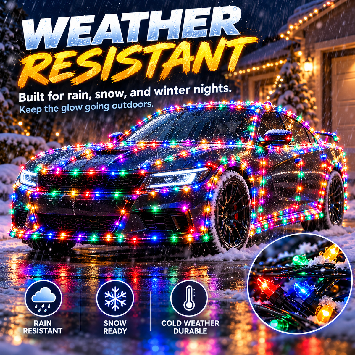 1500 LED Multicolor Car String Lights with Remote Control
