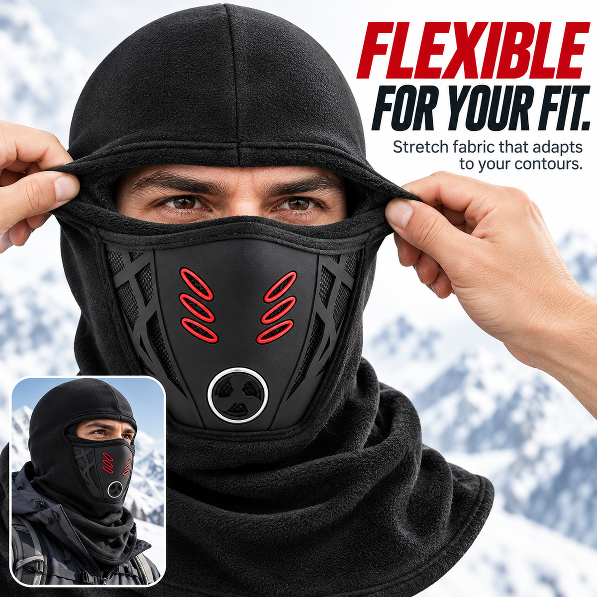 ❄️ Winter Fleece Balaclava with Vented Face Panel & Extended Neck Coverage