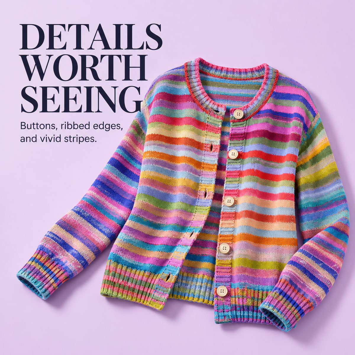 Rainbow Stripe Relaxed Knit Cardigan