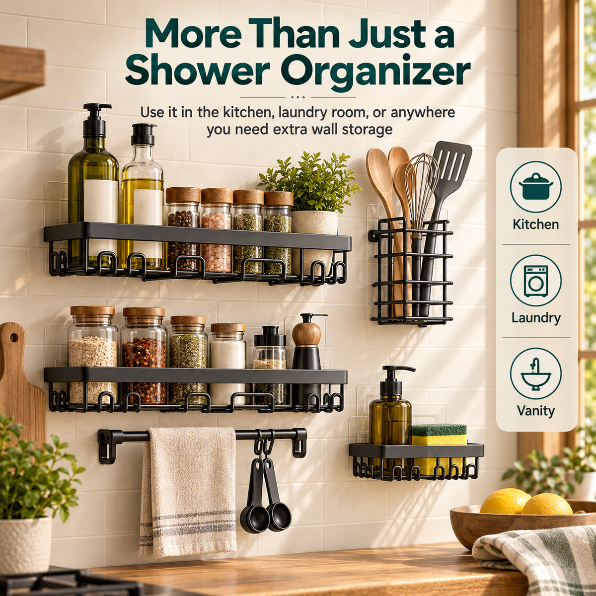 6-Piece Shower Caddy Set – No-Drill Bathroom Storage