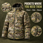 🧥Men's Waterproof Outdoor Fleece-Lined Hooded Jacket with 9 Pockets🧥