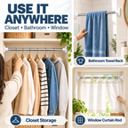 🛠️ Adjustable No-Drill Tension Rod for Closets, Bathrooms & Small Spaces