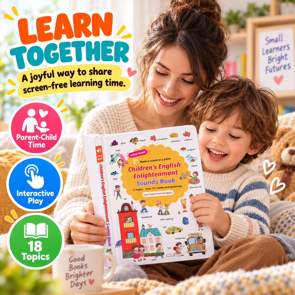 📚 Kids' Interactive English Sound Book | Ages 1–6 | 500+ Words | 18 Learning Topics 🌟