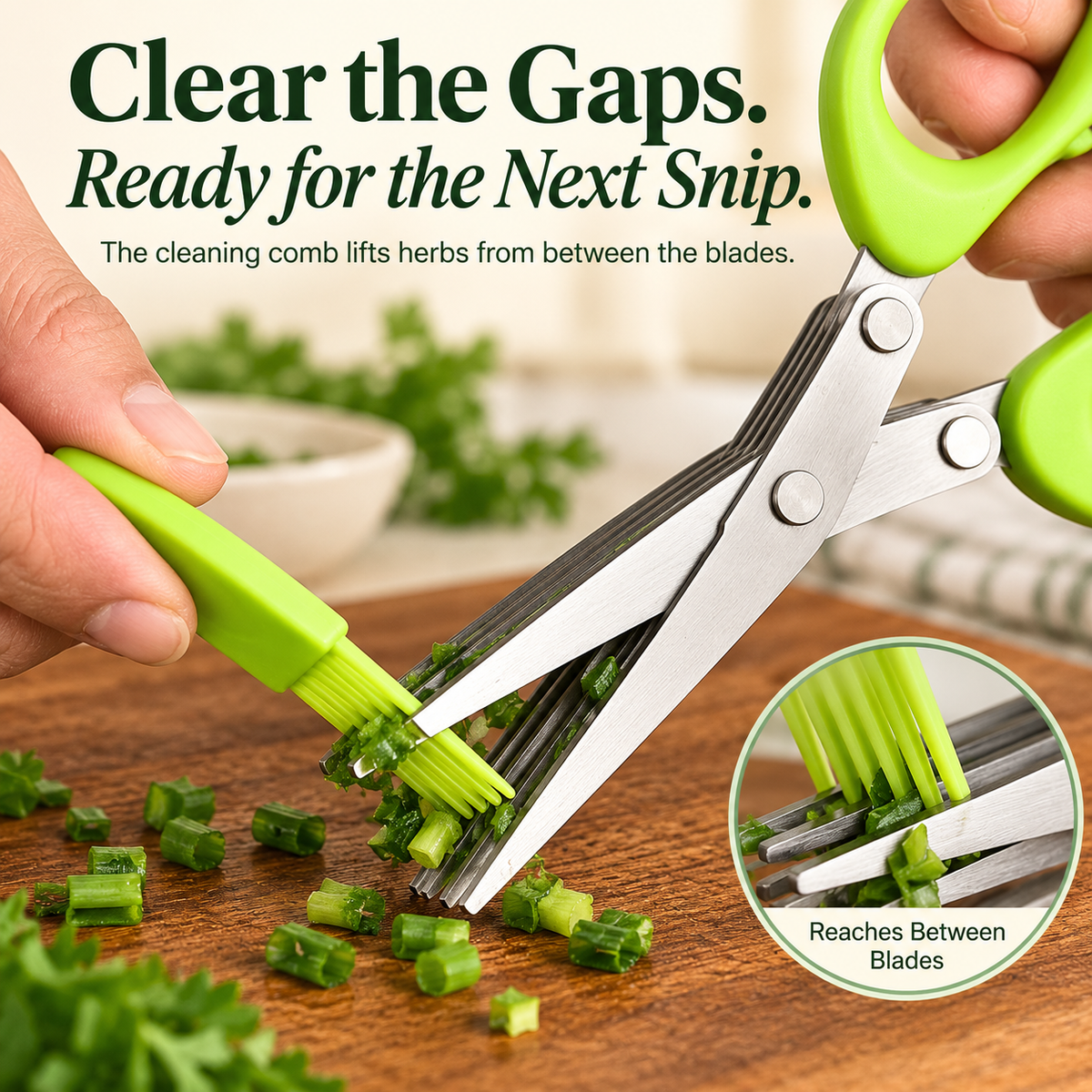🌿 Professional Multi-Blade Herb Scissors Set  – Includes FREE Cleaning Comb! ✂️