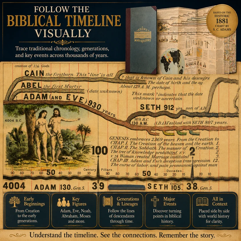 🌍Adams Synchronological Chart – 23-Ft Fold-Out Biblical & World History Timeline
