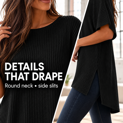 Women’s Ribbed Knit Batwing Top