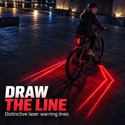 🚴 6-Mode USB Rechargeable LED Bike Tail Light with Laser Safety Lines