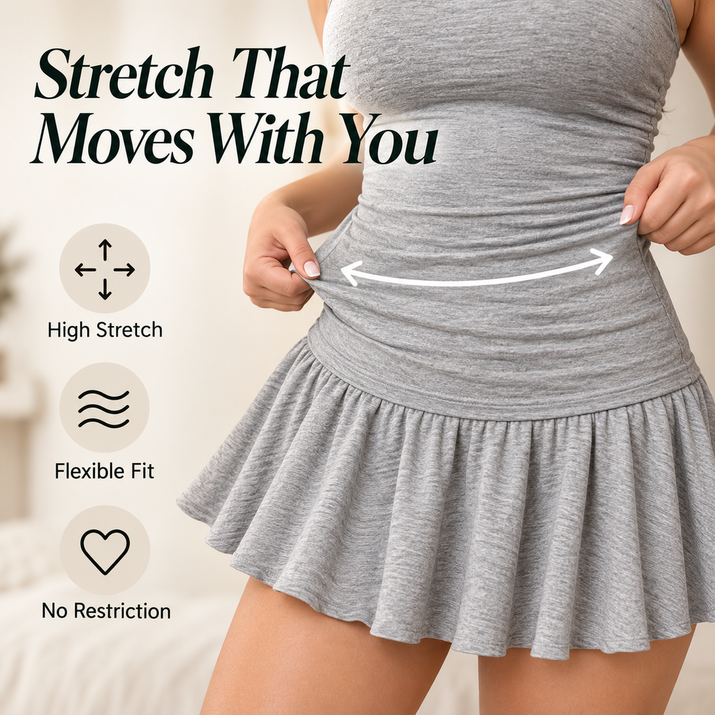 Women’s Soft Stretch Cami & Flared Mini Skirt 2-Piece Lounge Set
