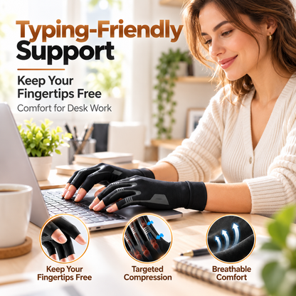 Copper-Infused Half-Finger Compression Gloves