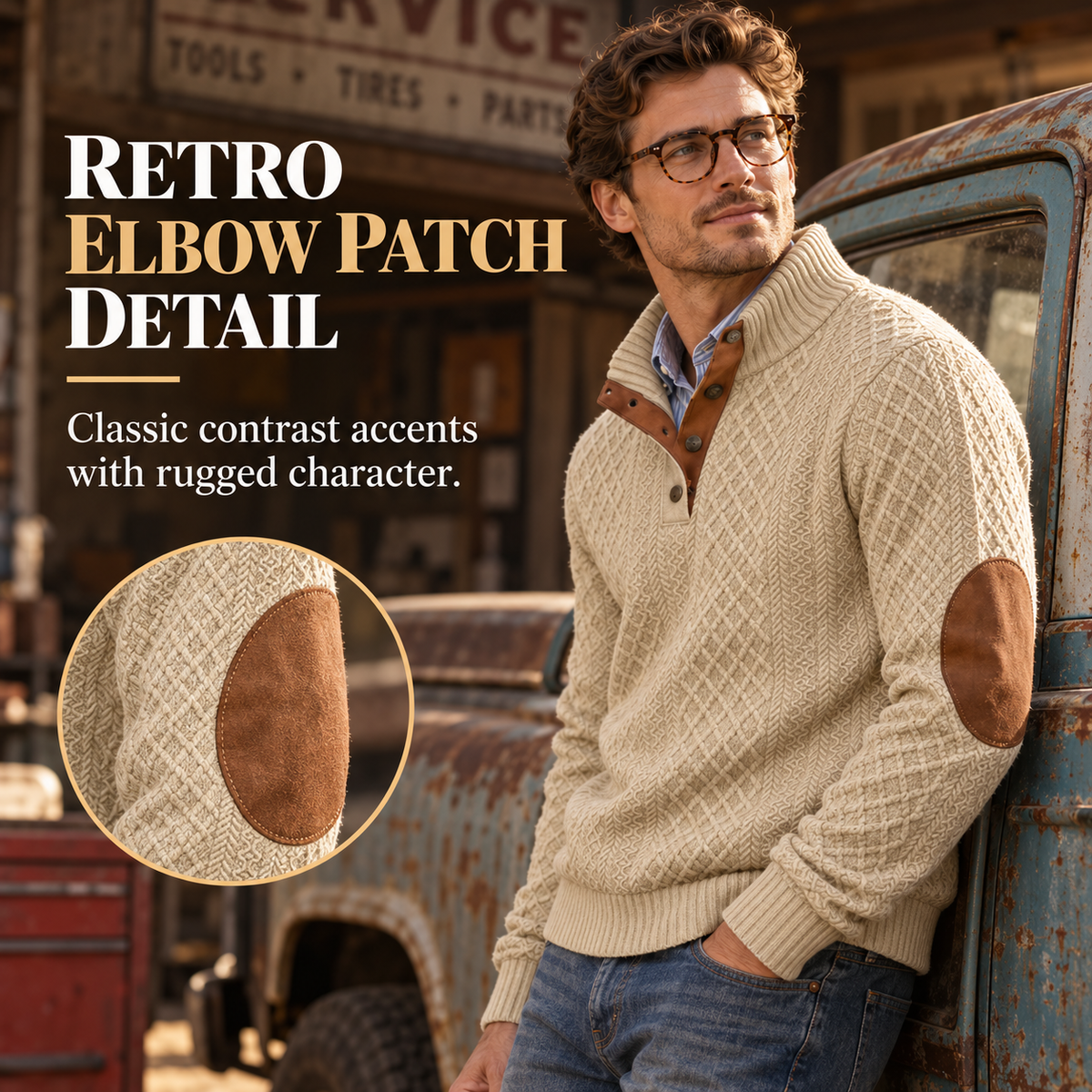 Men's Jacquard Stand Collar Pullover Sweater