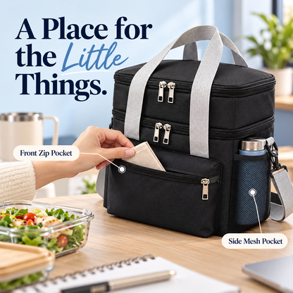 🍱 Dual-Layer Insulated Lunch Bag | Leakproof Cooler Tote with Strap ❄️