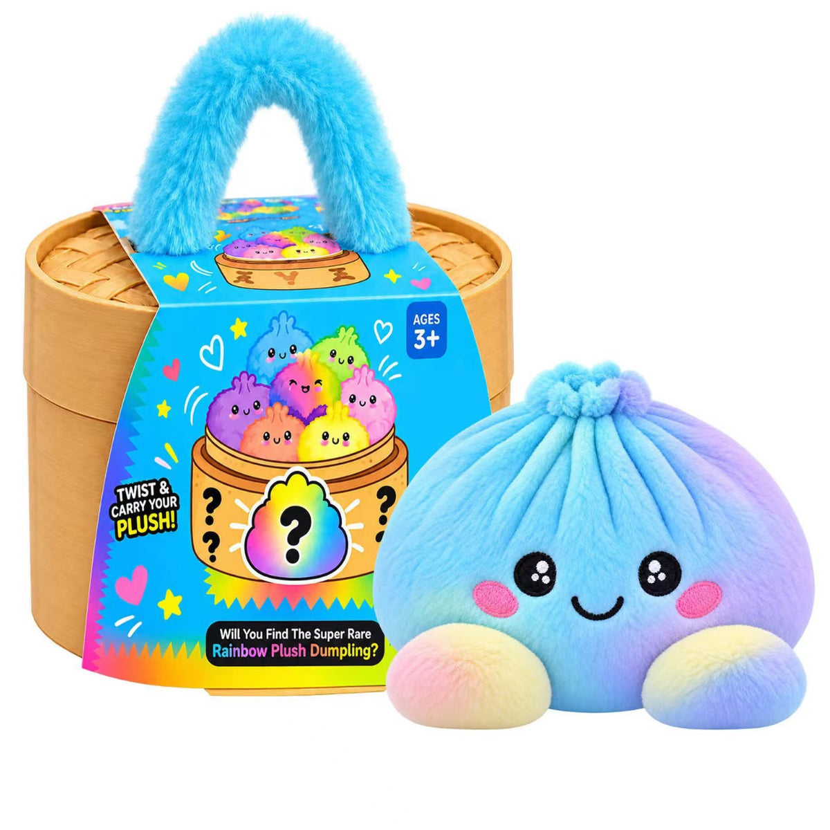 🥟 Cute Dumpling Plush Toy – Soft & Slow-Rebound Stress Relief Stuffed Animal with Bamboo Steamer Case🌈