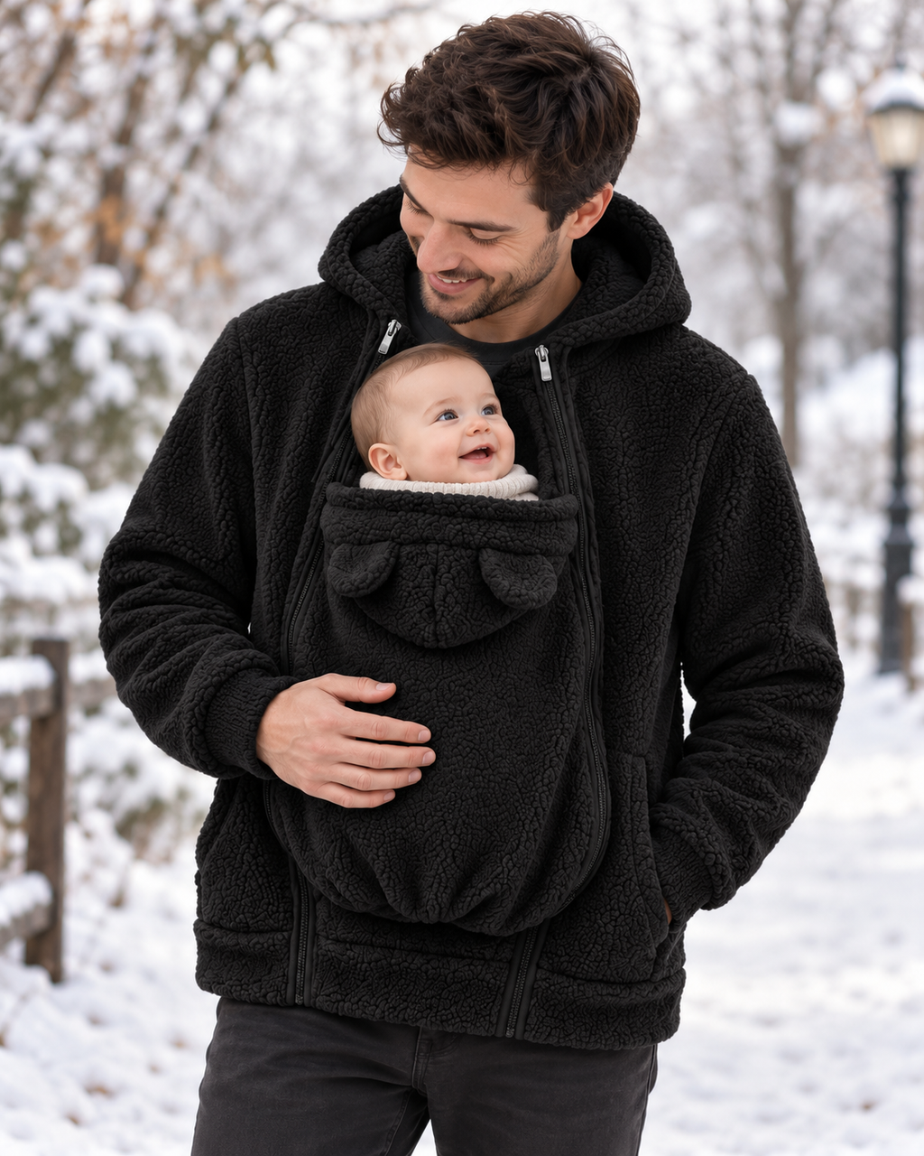 🦘 Kangaroo Baby Carrier Hoodie – Hands-Free Cozy Fleece Jacket 👶