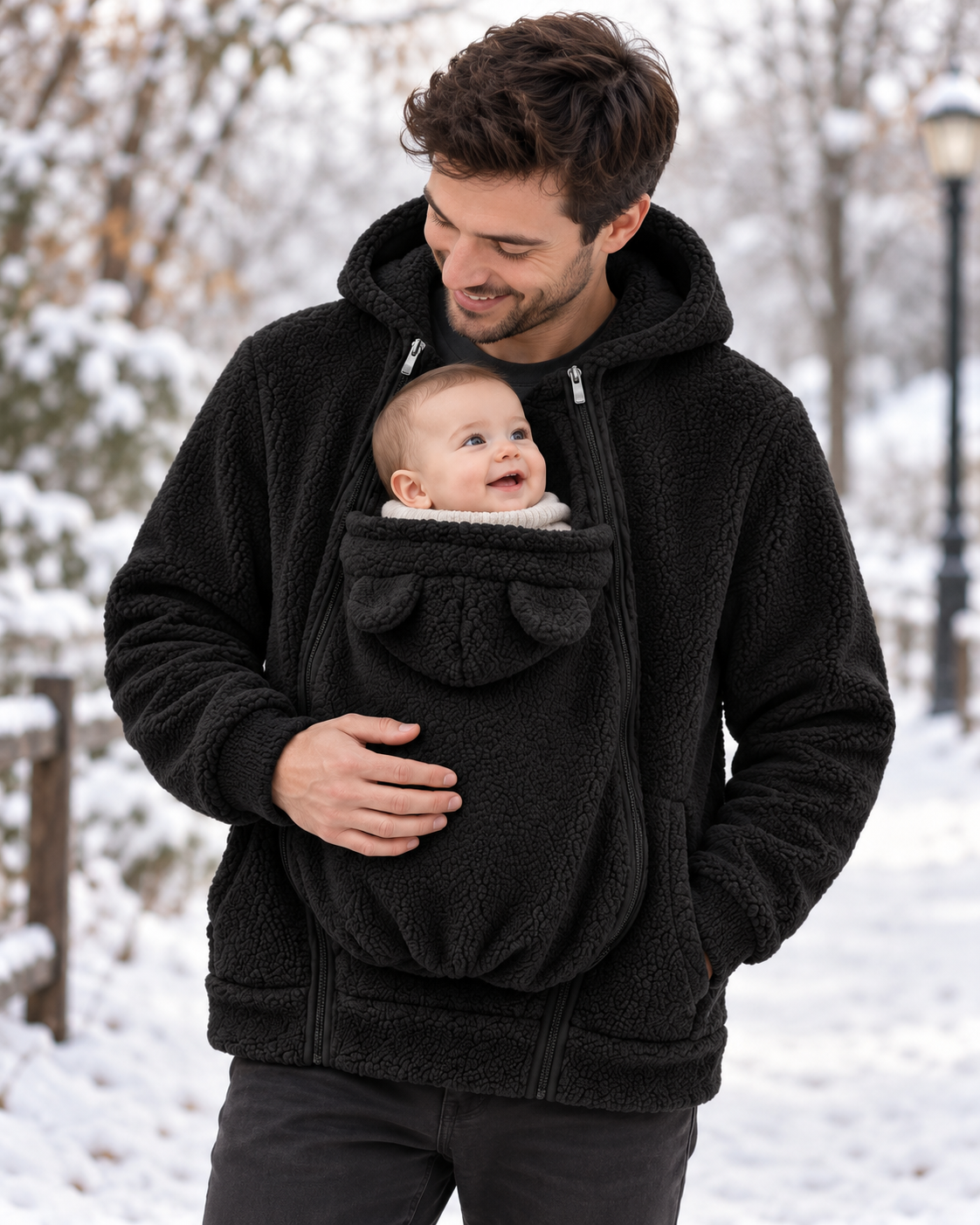 🦘 Kangaroo Baby Carrier Hoodie – Hands-Free Cozy Fleece Jacket 👶
