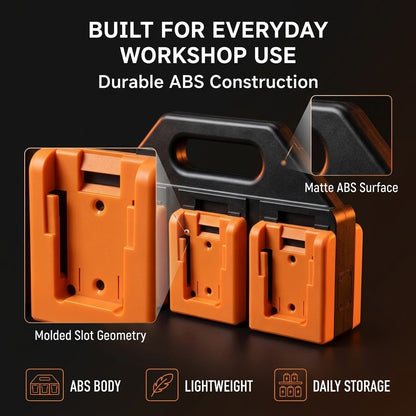 Cordless Tool Battery Storage Rack – 4/6-Slot Organizer, Compatible with DeWalt, Makita & Milwaukee