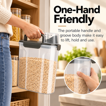 Airtight Dry Food Storage Container with Measuring Cup & Pour Spout