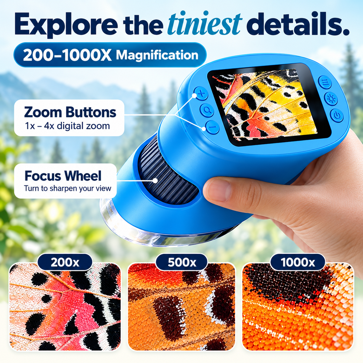 🔬 Kids’ 1000X Digital Microscope with 2.0″ Screen & Photo/Video Capture