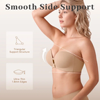 ✨Womens Strapless Front Closure Bra Push Up Lift Bra Padded Add Cup Non Slip Anti-Slip Grip & Removable Straps Fit Outfits Wireless Supportive Seamless